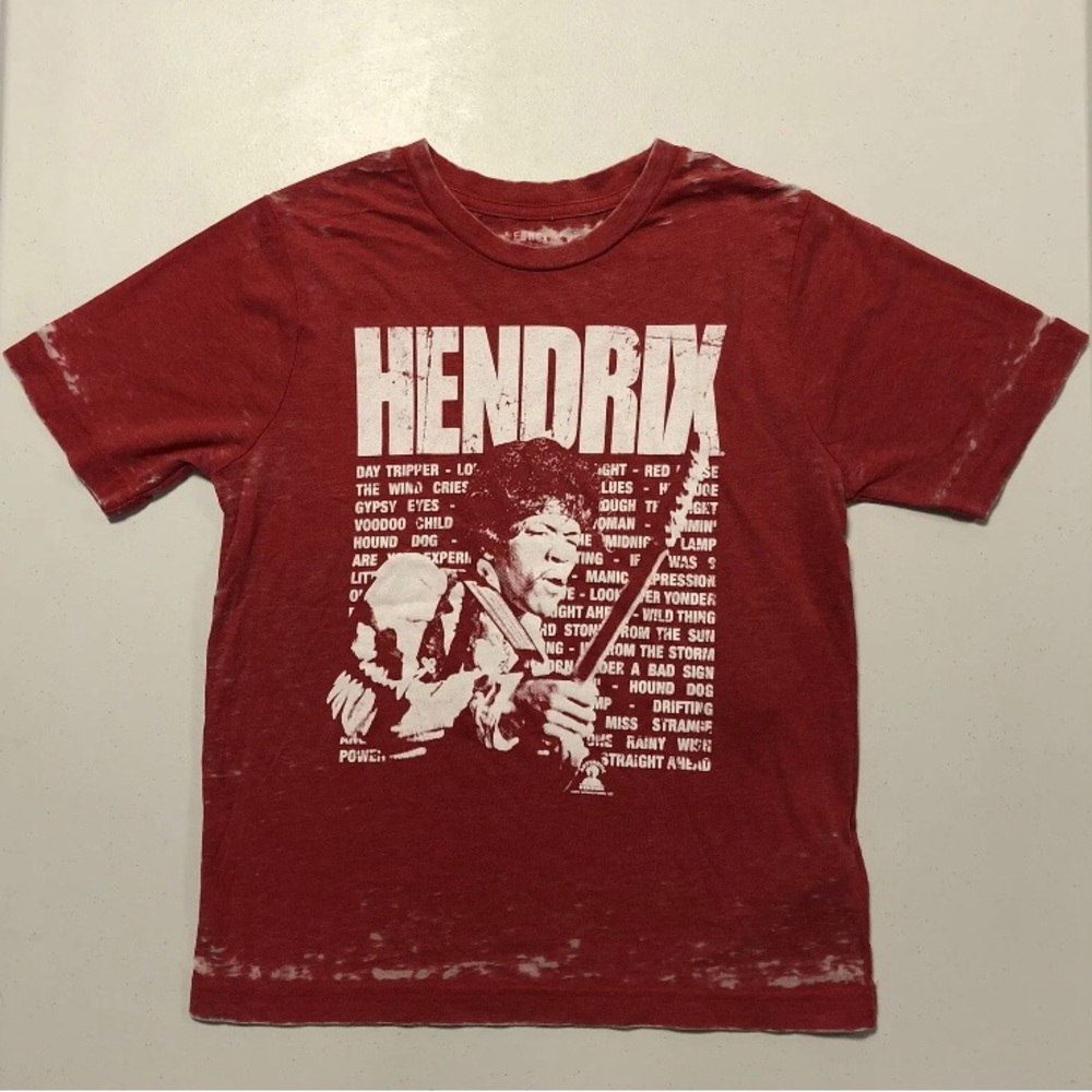 NWT FOREVER 21 Boys Jimi Hendrix Red and White T-shirt size 11/12